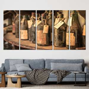 งานศิลปะบนผ้าใบพิมพ์ลาย: ของตกแต่งผนังสำหรับคนรักไวน์สุดหรู ดีไซน์วินเทจสมัยใหม่ 5P: ห่อหุ้มอย่างดี - Product Image 1