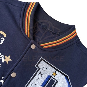 เสื้อแจ็คเก็ตเบสบอลวาร์ซิตี้แขนยาวสำหรับผู้ชาย ดีไซน์ใหม่ล่าสุด ปักลายปะติด ปิดด้านหน้า สีตัดกัน ราคาขายส่ง - Product Image 2