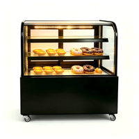 Vitrine réfrigérée pour gâteaux sur pied, double arc, avec corps en acier inoxydable, capacité 2-8 gâteaux ℃   Système de refroidissement