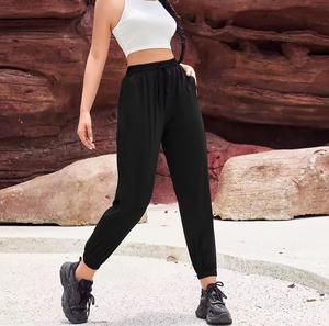 <b>Women</b> High-End Fitness Exercise Training Yoga XL Cross-Border Pants Logo Waist Solid Pattern Wholesale Price Sexy <b>Women</b> <b>Trouser</b> - Product Image 3