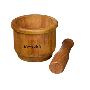 ครกบดไม้สากขนาดและรูปร่างสำหรับใช้บดสมุนไพรกระเทียม - Product Image 1