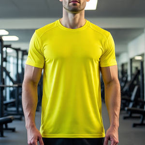 Ropa deportiva de manga corta para hombre, ropa deportiva de punto de poliéster/algodón con cuello redondo, camisetas de Yoga para hombre, ropa deportiva para correr - Product Image 5