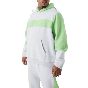 Ensemble de survêtement pour homme personnalisé, sweat à capuche surdimensionné, logo imprimé vierge, grande taille, 100% coton, survêtements de course pour homme - Product Image 3