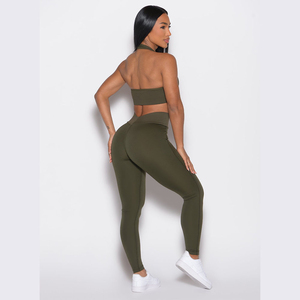 Factory Price Latest Custom Logo Solid Forest Night Elastic <b>Waist</b> <b>High</b> <b>Waist</b> Quick Dry Eco-Friendly Breathable <b>Tummy</b> <b>Leggings</b> - Product Image 3