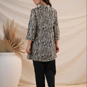 ชุดปาร์ตี้สั้นใส่สบายพร้อมกระดุมปิดชุดเสื้อผ้าสไตล์เคอร์ติดีไซน์เนอร์ผ้าไหมมีสไตล์สำหรับผู้หญิง - Product Image 2