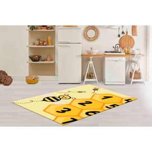 Alfombra Estampada: Alfombra para Cuarto de Niños, Alfombra Amarilla, Decoración del Hogar, Alfombra con Diseño de Abejas, Alfombra Delgada No Tejida - Product Image 3