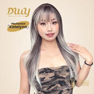 Katelynn-DWY 22-Inch <b>Long</b> Synthetic <b>Wig</b> for Women Natural Wave Gray Gradient Brown Layered Cut Transparent Lace - Product Image 1