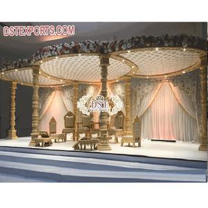 Mandap de mariage en fibre au look boisé élégant, Mandap de mariage exclusif Maharani, Grande décoration de mandap de mariage nord-indien USA - Product Image 1