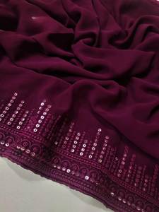 Designer Georgette & Silk Sari Fancy Style indien et pakistanais avec broderie de travail de séquence pour mariage et fête - Product Image 6