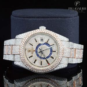 Reloj de diamantes de moissanita con esfera blanca para hombre, reloj de lujo totalmente helado con diseño elegante VVS Shine y estilo Premium - Product Image 3
