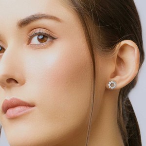 10k or massif coupe ronde écologique laboratoire cultivé diamant boucles d'oreilles vis arrière boucles d'oreilles laboratoire diamant Halo boucles d'oreilles CVD diamant - Product Image 2