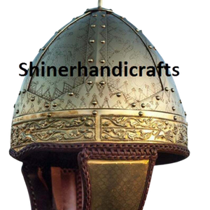 Casque conique médiéval tardif de fabrication indienne / Casque viking entièrement portable en laiton, cadeau de Noël - Product Image 3