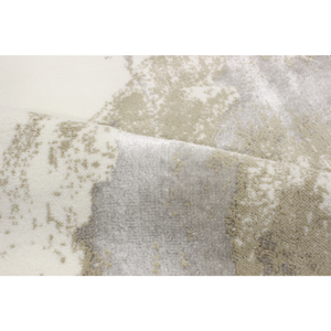 Alfombra de Baño Rectangular de 70x120cm, Color Crudo/Beige/Plateado, de Algodón Reciclado con Patrón Abstracto Jacquard, Hecha en Turquía - Product Image 3