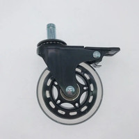 Roue pivotante en polyuréthane transparente de 3 pouces avec frein, capacité de charge de 50 kg, finition zinc et chrome pour chaise de bureau