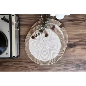 Natural Jute Rattan Embroidered Round <b>Placemat</b> Eco-friendly Customizable Home & Hotel Use Made in India - Product Image 2