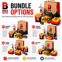 Boîtes d'emballage en papier pour hamburgers à emporter, logo personnalisé, poulet à emporter, contenants jetables de qualité alimentaire pour la restauration rapide