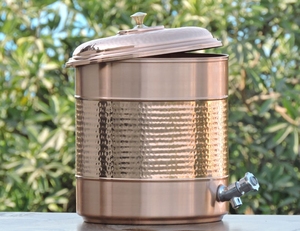 Distributeur d'eau en métal cuivre pur à moitié martelé de vente chaude au meilleur prix de l'Inde - Product Image 2