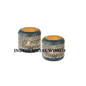Designer Round Votive <b>Candle</b> Holder <b>Set</b> Of 2 Customized Size Metal Votive Holder From India - Product Image 5