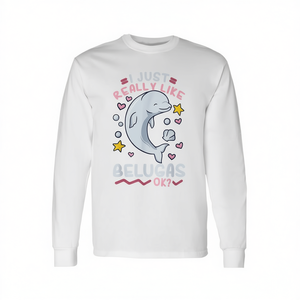 Camiseta de manga larga con diseño de ballena Beluga, diseño unisex para adultos - Product Image 2