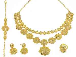 Colliers en or plaqué 14K, 18K, 24K, vente en gros, mode, colliers en or teinté, bijoux traditionnels, ensemble de bijoux en laiton teinté en or. - Product Image 3