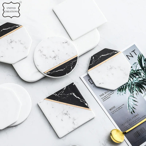Customizable Classic Style Ceramic Marble Coaster Set Combined <b>Wooden</b> <b>Square</b> Coaster with Marble Finish Customizable Size - Product Image 3