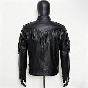 Leather Cowboy Jacket for Men with With Fringe Vintage Western Style, Durable Stitching and Classic Ranch Inspired Design - Product Image 2