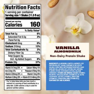 Batido de Proteína Premier a Base de Leche de Almendras Vegetal Sin Lácteos, Sabor Vainilla, 20 g de Proteína, 5 g de Azúcar, 11.5 oz líquidas, Paquete de 12 - Product Image 3