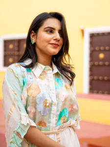 Robe mi-longue bohème à manches bouffantes, motif floral vert menthe, légère, en coton, pour la plage et les vacances, manches bouffantes, vert menthe, volants - Product Image 2