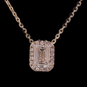 สร้อยคอเพชรสำหรับปลูกในห้องปฏิบัติการเจ้าหญิง1.36 CT ขนาด14K สีโรสโกลด์น้ำหนักเบาจี้เครื่องประดับชั้นดีสำหรับสวมใส่ทุกวัน - Product Image 2