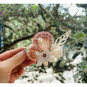 Pinces à cheveux d'été avec de véritables coquillages océaniques, adaptées aux mariages, aux vacances, aux tenues de croisière et aux célébrations sur le thème nautique - Product Image 6