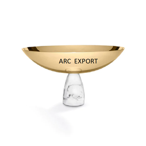 Tazón central de metal dorado con soporte de diseñador, mesa de estilo único de gran tamaño, cuenco decorativo moderno para servir comida en la India - Product Image 2