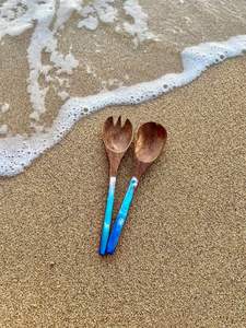 Decorative <b>Salad</b> Server Wooden <b>Salad</b> <b>Spoon</b> With Resin Handle Non Stick Kitchen Cutlery Dinnerware and Tableware Accessories - Product Image 3