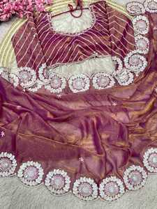 Boutique India tradicional fiesta boda desgaste Fendy gasa rojo Sari elegante blusa étnica productos más vendidos para mujeres y niñas - Product Image 2