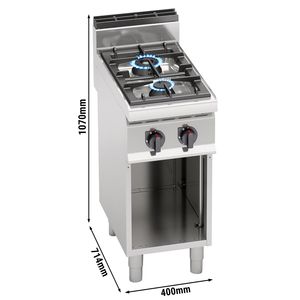 Table de cuisson à gaz - 14 kW - 2 brûleurs - avec étagère inférieure ouverte - Product Image 2