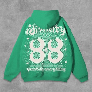 Alta calidad Heavyweight 100% algodón Drop Shoulder Hoodie Green Pullover Sudadera con capucha impresa para hombres Direct Industry Wholesale - Product Image 2