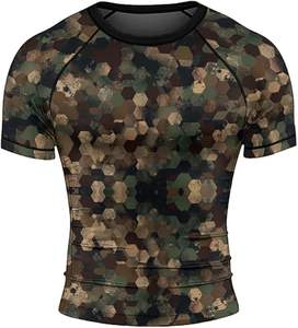 BJJ Rashguard Top de compresión de manga corta Camiseta de entrenamiento personalizada MMA No-Gi con diseño sublimado transpirable y producto OEM - Product Image 2