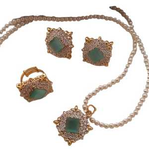 ชุดต่างหูสร้อยคอสร้อยคอสไตล์วังชุดต่างหูมุกหลายชั้นสำหรับผู้หญิง - Product Image 1