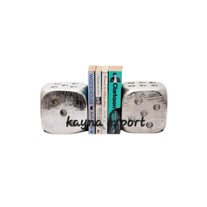 Sujetalibros decorativo de escultura de dados con acabado plateado para estantería y mesa de biblioteca y sujetalibros de decoración de mesa de oficina en casa - Product Image 1