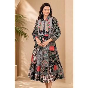 Robe midi fluide grise Nooristan Dilafroz pour séances photo, baby shower et occasions de jour - Product Image 5