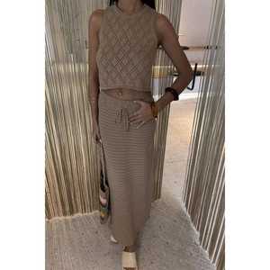 Ensemble en tricot ajouré respirant avec détail croisé dans le dos 10097 - Product Image 6