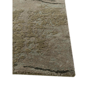 พรมไหมไผ่ผสมขนสัตว์ถักมือ รุ่น Kavi Green LU-54 ลาย Free Verse Abstract สำหรับบ้าน ห้องโถง ห้องนอน หนา 10 มม. สำหรับปูพื้นบ้าน - Product Image 4