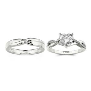 Jeulia Sterling <b>Silver</b> Twisted Moissanite <b>Couple</b> <b>Ring</b> Set for Anniversary - Product Image 2