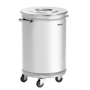 56L Stainless Steel Waste <b>Bin</b> with Lids Wheeled Trunk Structure - Product Image 1