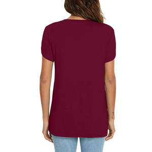 Camiseta con cuello en V profundo para mujer, logotipo personalizado, último diseño atractivo, ropa informal de algodón suave transpirable, camisetas para mujer - Product Image 2
