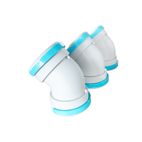 Raccord coudé De160 en PEHD à emboîtement rapide 45 degrés pour conduit d'air frais, connecteur de tuyau de ventilation rapide pour système de ventilation domestique