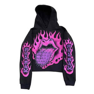 เสื้อฮู้ดผู้ชายแบบสั้นตัดขอบแบบกำหนดเองเสื้อแบบสวมหัวเสื้อสไตล์พังก์พิมพ์ลายฮิปฮอปไฮสตรีทไม่มีสาย - Product Image 5