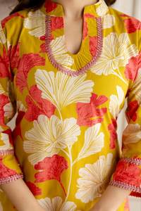 Ensemble coordonné réversible de créateur exclusif Salwar Kameez, magnifique kurta imprimé Jaipuri en chignon lourd, tenue de fête indienne pakistanaise - Product Image 4