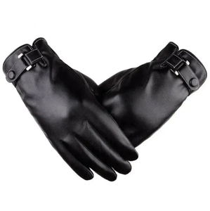 Guantes de cuero color sólido dedo completo moda desgaste guantes de cuero mejores precios cálido invierno cuero guantes al por mayor - Product Image 1