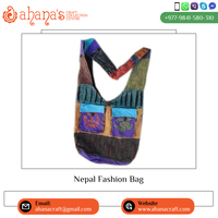 Sacs fourre-tout Ahana en coton rayé légers de haute qualité, faits main au Népal, design patchwork, fermeture éclair, pour le shopping