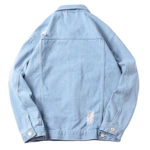 Chaqueta vaquera OEM para hombre al por mayor, chaqueta vaquera rasgada personalizada para hombre, ropa de calle de talla grande para hombre 2026 - Product Image 2